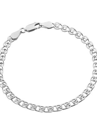 Серебряный браслет, плетение лав, размер 19 см x 0,5 см, вес: 4.4 г