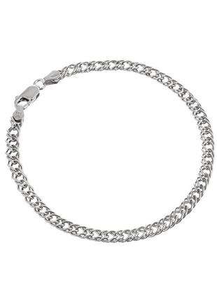 Серебряный браслет двойной ромб, размер 19 см x 0,35 см, вес: 3.2 г