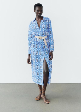 Блакитне плаття сорочка zara new 100% штапельна бавовна розмір м