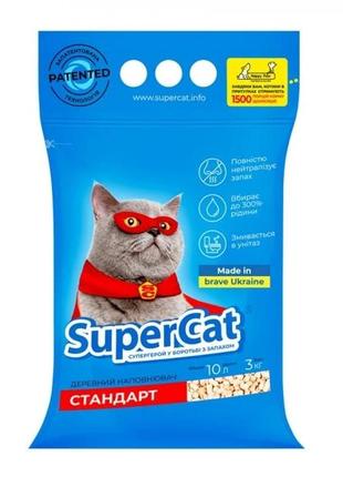 Наповнювач деревний supercat стандарт, 3 кг, світлий