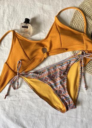 Раздельный оранжевый купальник shein