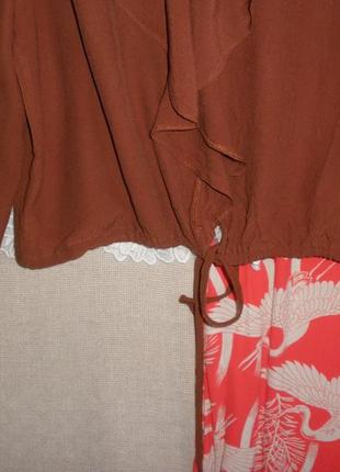 Романтичная блуза блузона шоколадного цвета вискоза