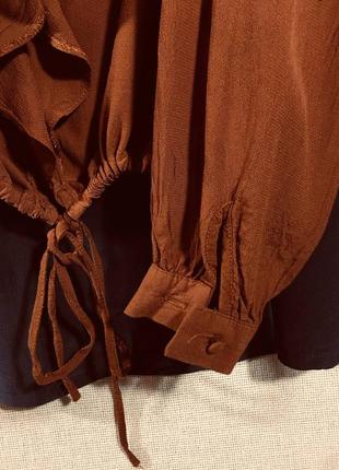 Романтичная блуза блузона шоколадного цвета вискоза