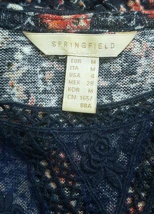 Springfield красива сукня трикотажна коротка чорно-синя в квіти червоні/білі жіноча 46 м10 фото