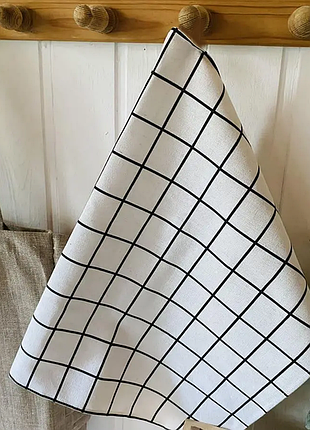 Рушник кухонний в клітинку, стильний рушник для кухні (білий)