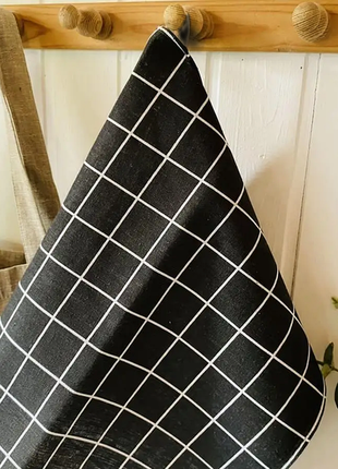 Рушник кухонний чорний в клітинку, стильний рушник для кухні