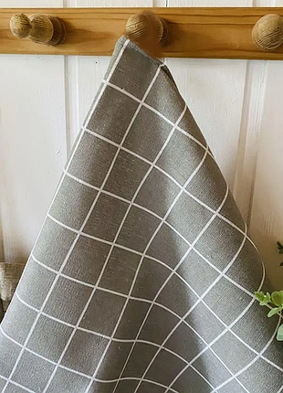 Сірий рушник кухонний в клітинку, стильний рушник для кухні