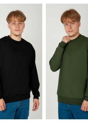 Базовый свитшот мужской оверзайз двунитка, свитшот черный свитшот хаки