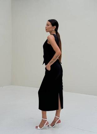 Костюм женский креп костюмка жилетка на кнопках с затяжкой завязкой из сзади и юбка...