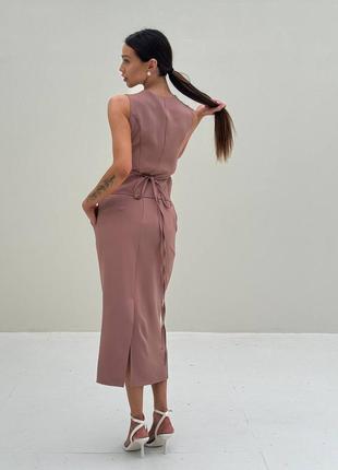 Костюм женский креп костюмка жилетка на кнопках с затяжкой завязкой из сзади и юбка...