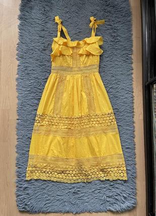 By malina стильное хлопковое гаптированное платье сарафан в прошву от премиум бренда