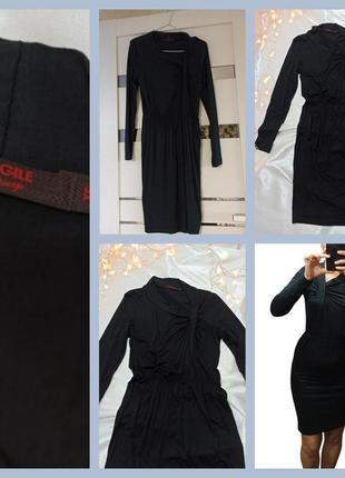 Платье черное трикотажное по фигуре