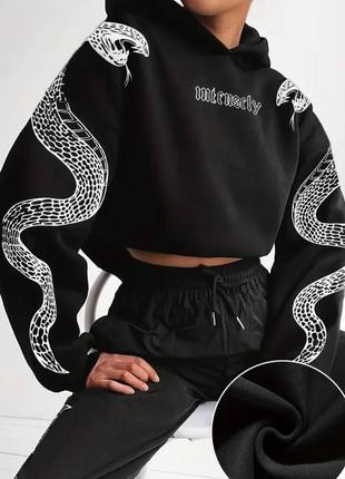 Стильный худи свишот змея черный серый меланж худи змея Черный серий