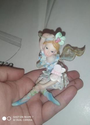 Статуэтка фея балерина маленькая девочка фигурка в голубом платье