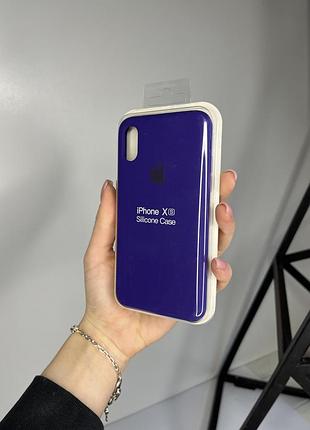 Чехол silicone case для apple iphone x/xs силиконовый кейс с микрофиброй синий
