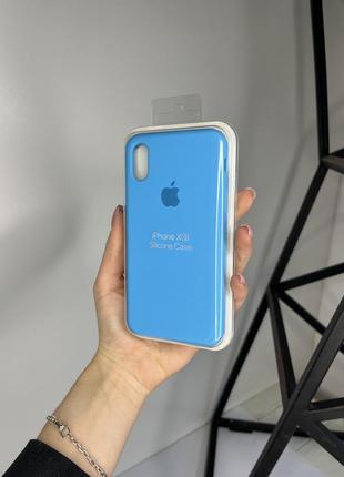 Чохол silicone case для apple iphone x/xs силіконовий кейс з мікрофіброю блакитний