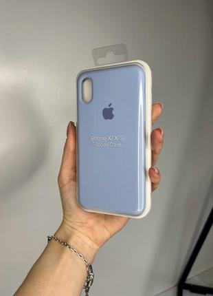 Чохол silicone case для apple iphone x/xs силіконовий кейс з мікрофіброю блакитний