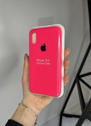 Чохол silicone case для apple iphone x/xs силіконовий кейс з мікрофіброю фуксія