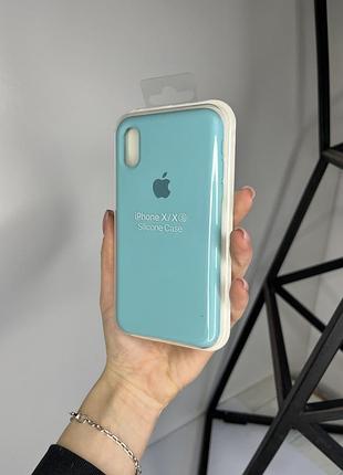 Чохол silicone case для apple iphone x/xs силіконовий кейс з мікрофіброю блакитний