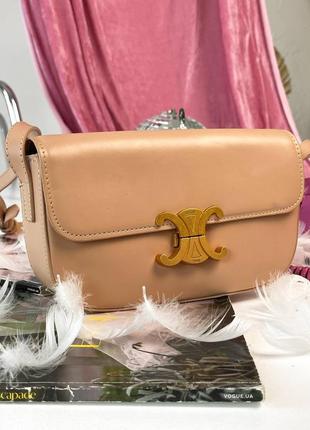 Жіноча сумка celine classique triomphe bag beige4 фото
