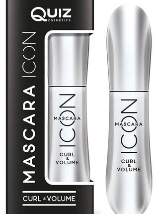 Туш для вій "підкручування та об'єм" quiz cosmetics icon mascara 9 гр