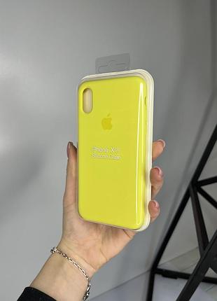 Чохол silicone case для apple iphone x/xs силіконовий кейс з мікрофіброю жовтий