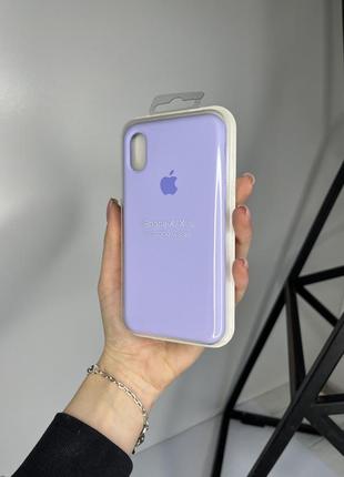 Чохол silicone case для apple iphone x/xs силіконовий кейс з мікрофіброю лавандовий