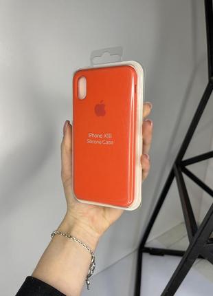 Чехол silicone case для apple iphone x/xs силиконовый кейс с микрофиброй коралловый
