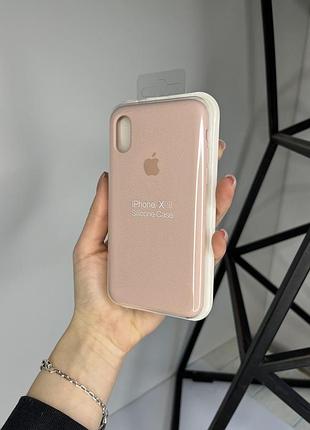 Чохол silicone case для apple iphone x/xs силіконовий кейс з мікрофіброю пудровий
