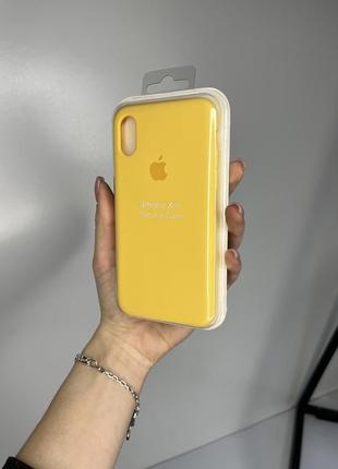 Чохол silicone case для apple iphone x/xs силіконовий кейс з мікрофіброю жовтий