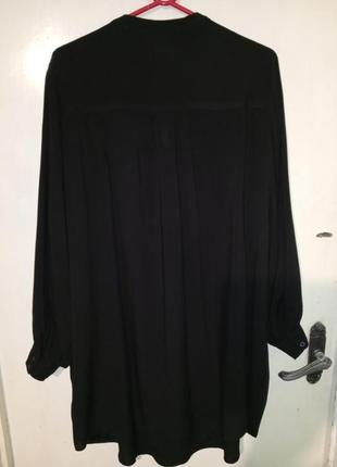 Натуральное,чёрное,лёгкое платье-туника,мега батал,h&m,германия4 фото