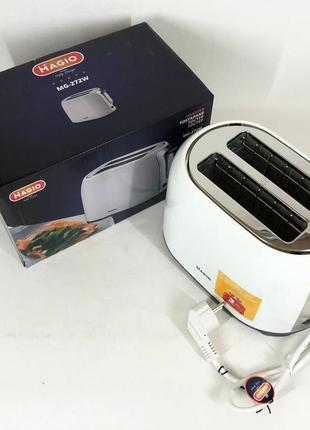 Тостер magio mg-272w 750 вт, тостер кухонний, тостери для дому, тостерниця, сендвіч-тостери. колір: білий