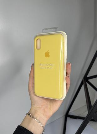 Чохол silicone case для apple iphone x/xs силіконовий кейс з мікрофіброю жовтий