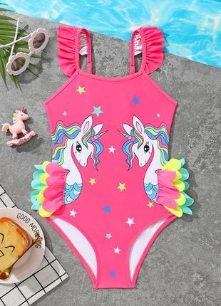 Купальник на дівчинку з єдинорогом злитий зріст 128