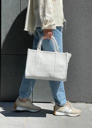 Жіноча сумка marc jacobs the large tote bag white leather3 фото