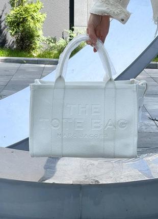 Жіноча сумка marc jacobs the large tote bag white leather6 фото