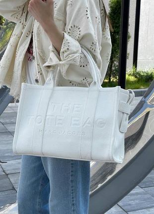 Женская сумка marc jacobs the large tote bag white leather8 фото