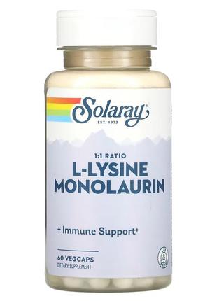 Solaray l-лізин + монолаурин 1:1, 60 капсул — амінокислоти, імунітет, противірусне