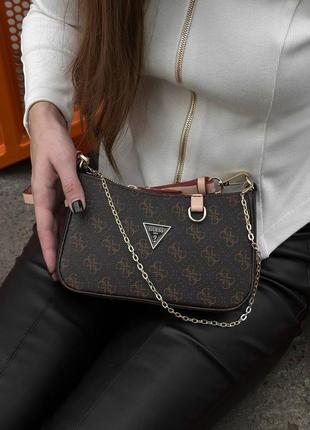 Жіноча сумка guess mini bag brown1 фото