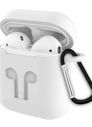Чехол для airpods силиконовый с карабином