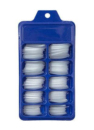 Накладні нігті балерина довгі однотонні blc031 прозорий 100 шт (a9743)