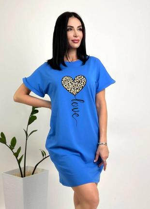 Летнее платье с рисунком 46-48. джинс