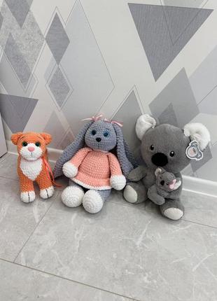 Игрушки детские вязаные ручная работа коала заяц котик