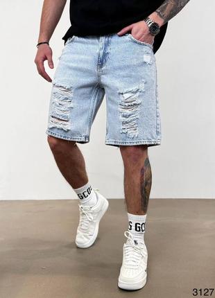 Чоловічі широкі джинсові шорти baggy1 фото