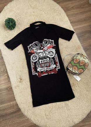 Женская мини-платье-футболка с коротким вырезом в винтажном стиле live fast ride till we die