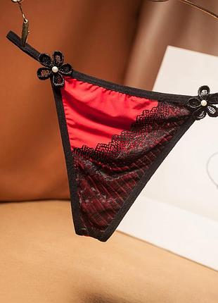 Червоні трусики стрінги сексуальна білизна красные стринги сексуальные трусики 2267