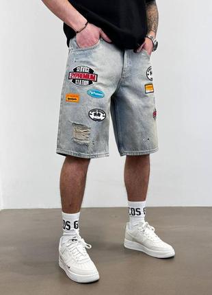 Чоловічі широкі джинсові шорти baggy4 фото