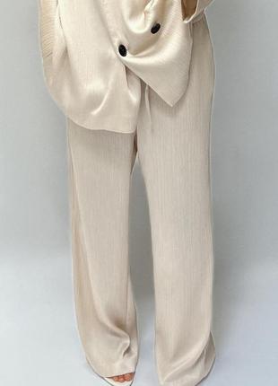 Zara штани палаццо wide-leg із жатим ефектом