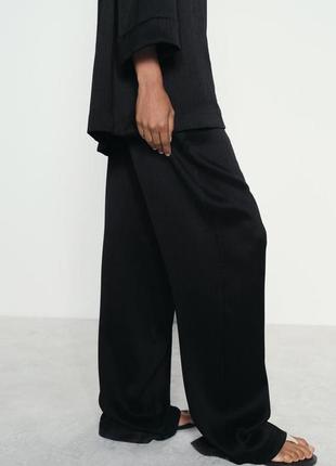 Zara штани палаццо wide-leg із жатим ефектом4 фото