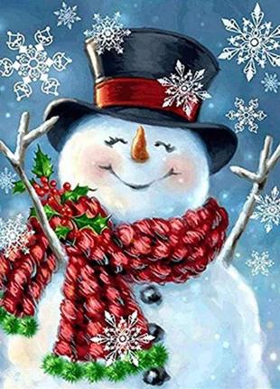 Набір алмазної мозаїки вишивки "сніговик" зима сніг снігир новий рік повна викладка мозаїка 5d набори 30х40